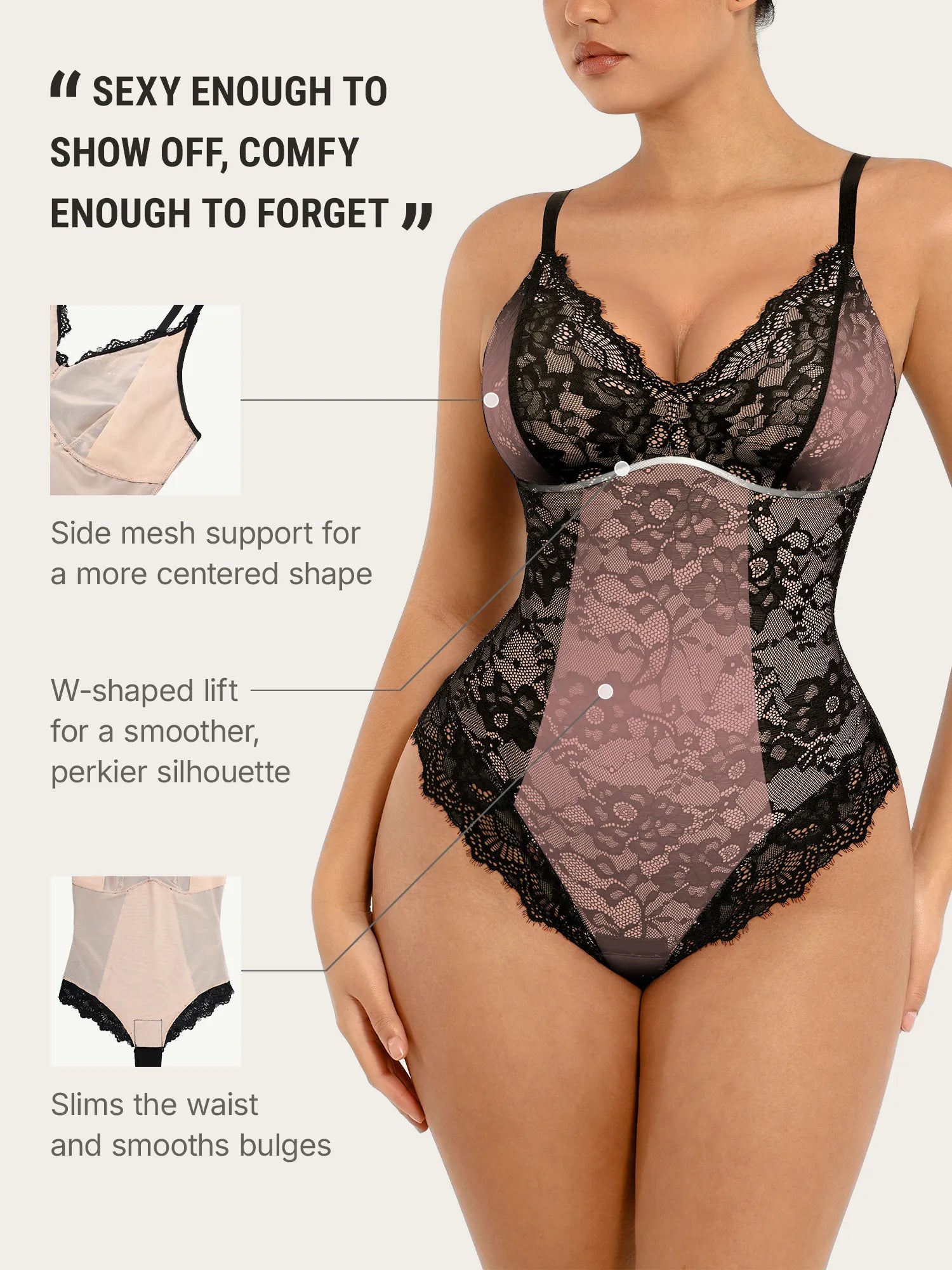 MyCurve Lace V Neck Full Bodysuit