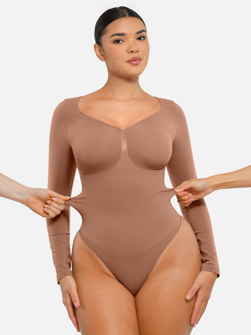 MyCurve Seamless Long Sleeve Tummy Control Thong Bodysuit