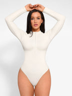 MyCurve Seamless Long Sleeve Zipper Thong Bodysuit