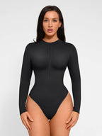 MyCurve Seamless Long Sleeve Zipper Thong Bodysuit