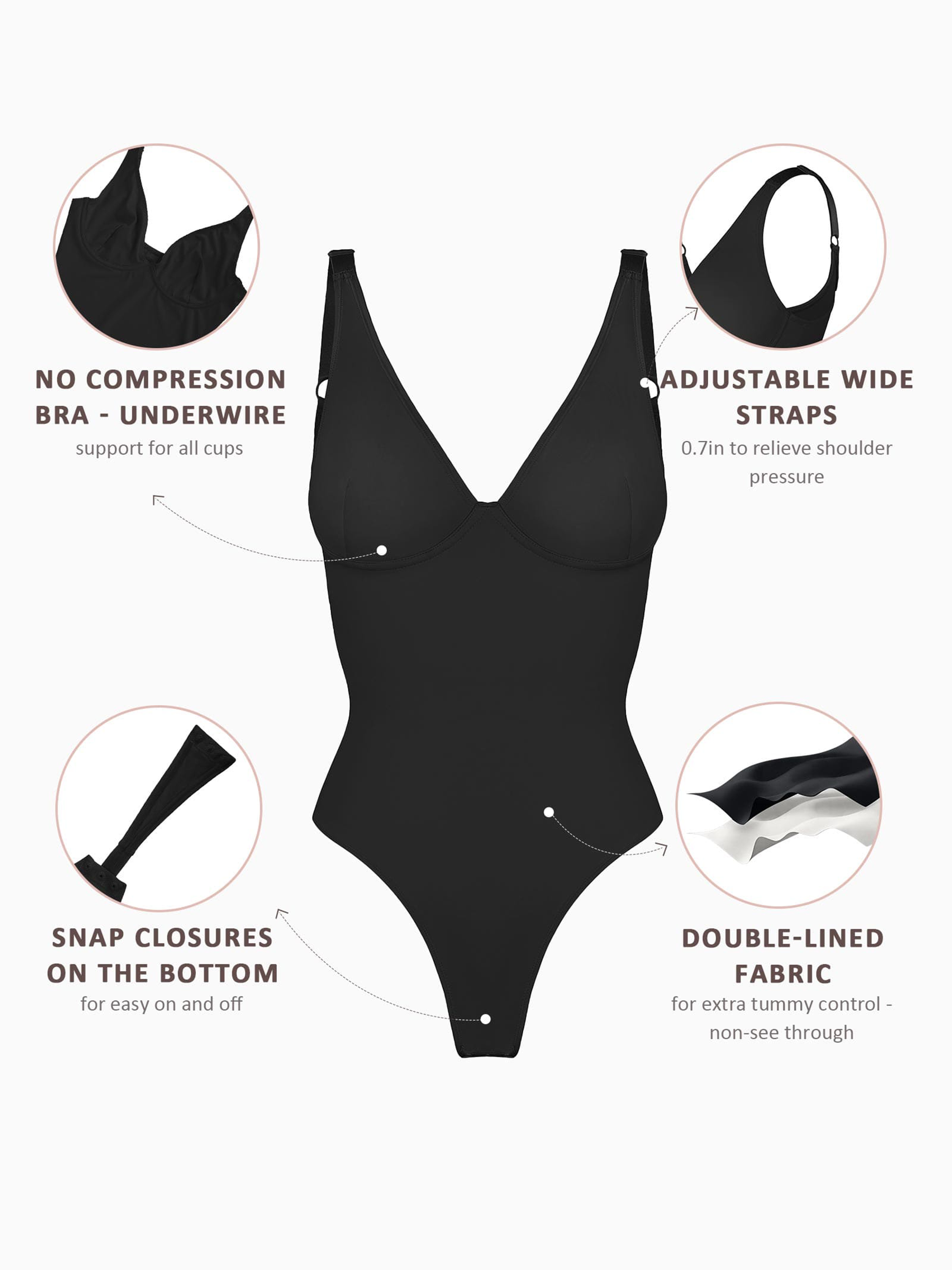 MyCurve 2-Pack Deep V Neck Tummy Control Shapewear Bodysuit Bundle