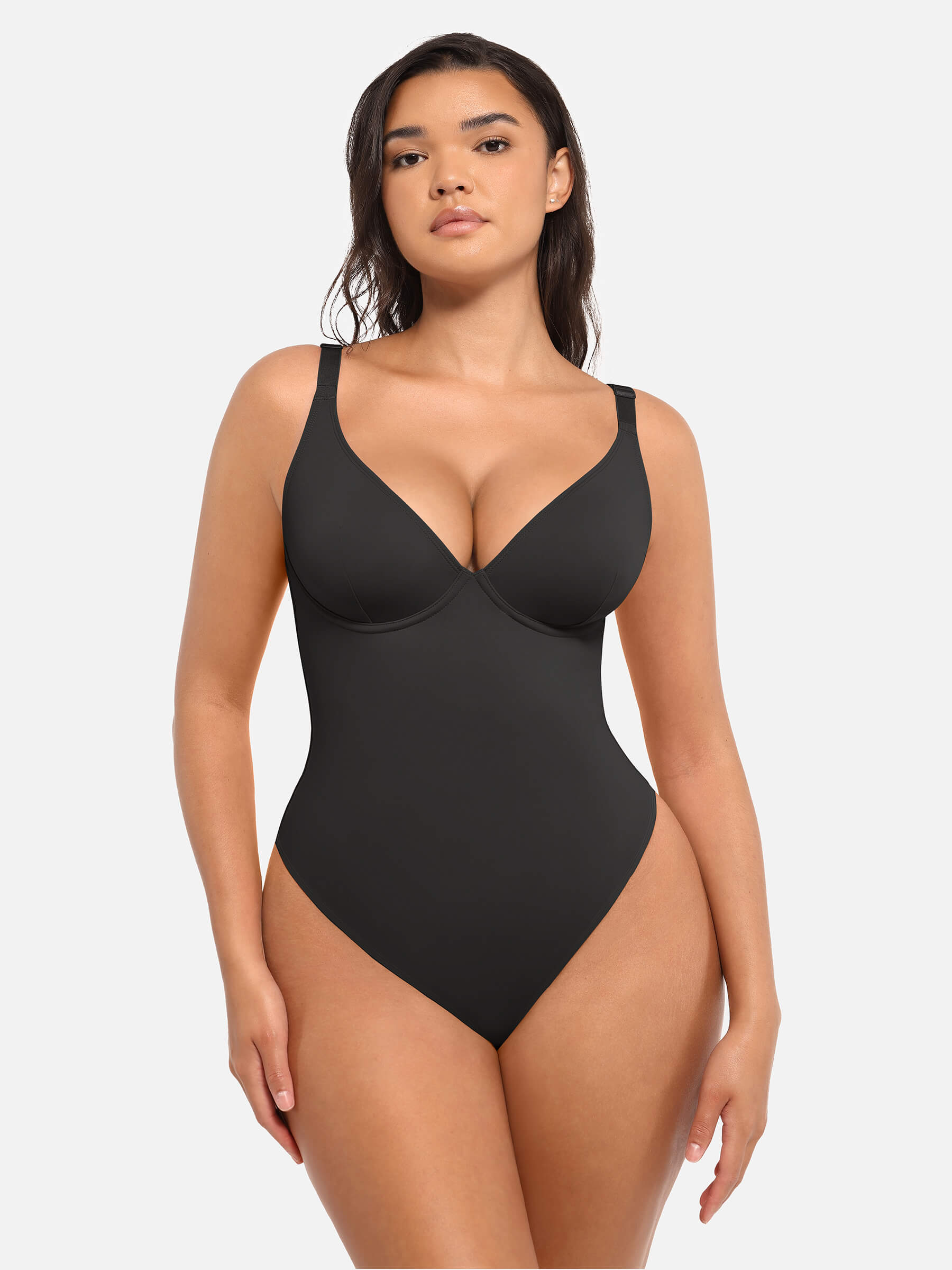 MyCurve Deep V Neck Tummy Control Shapewear Bodysuit