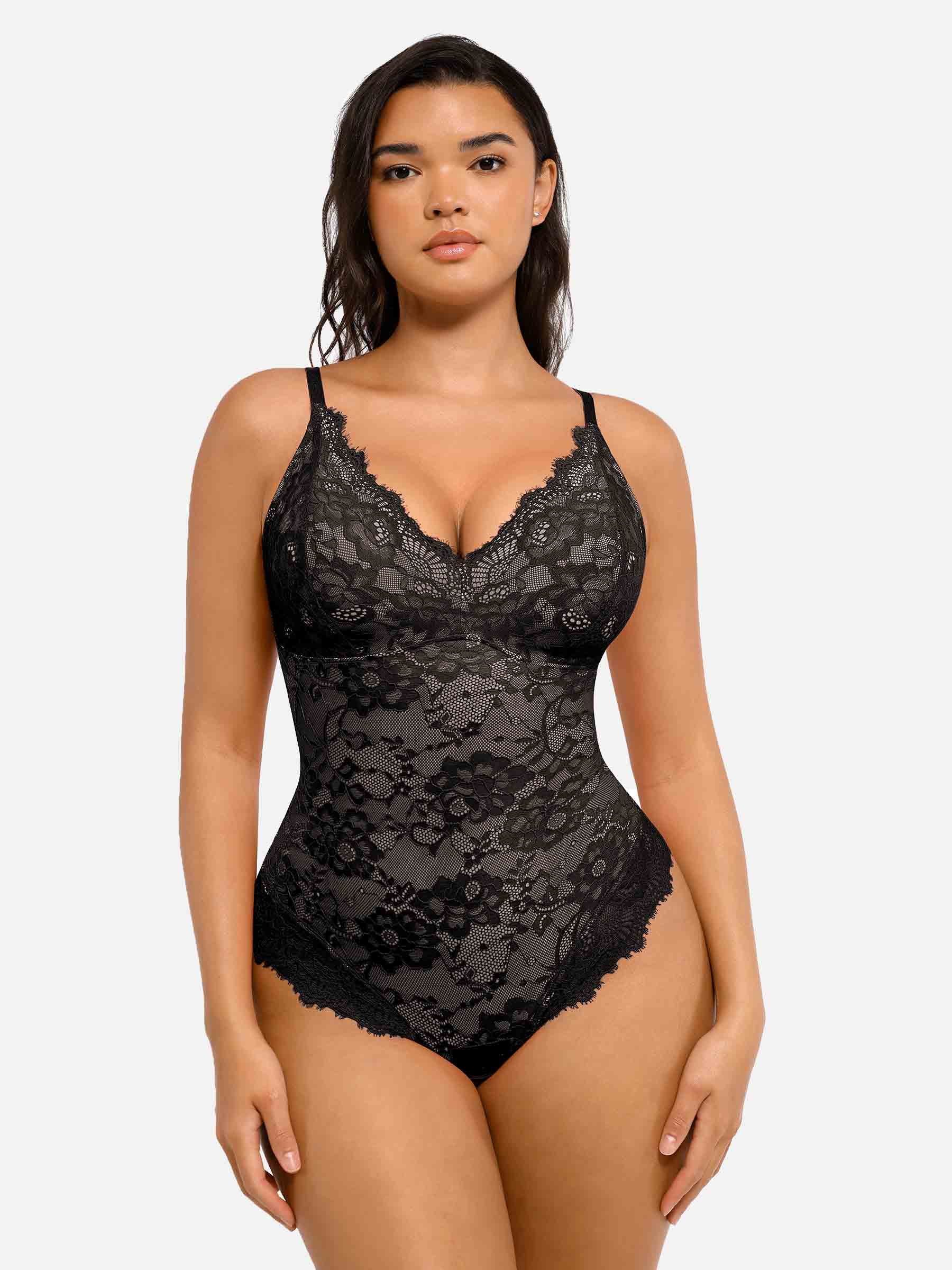 MyCurve 2-Pack Lace V Neck Full Bodysuit Bundle