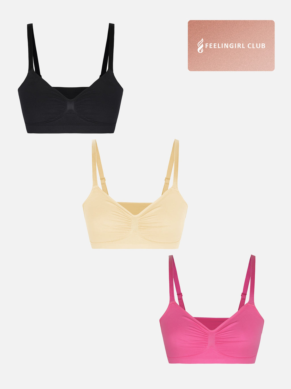 MyCurve 3-Pack Seamless Smooth Wireless Bra Bundle