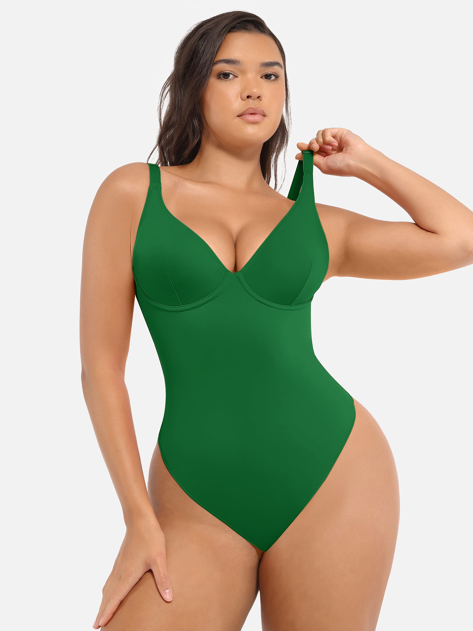 MyCurve Deep V Neck Tummy Control Shapewear Bodysuit