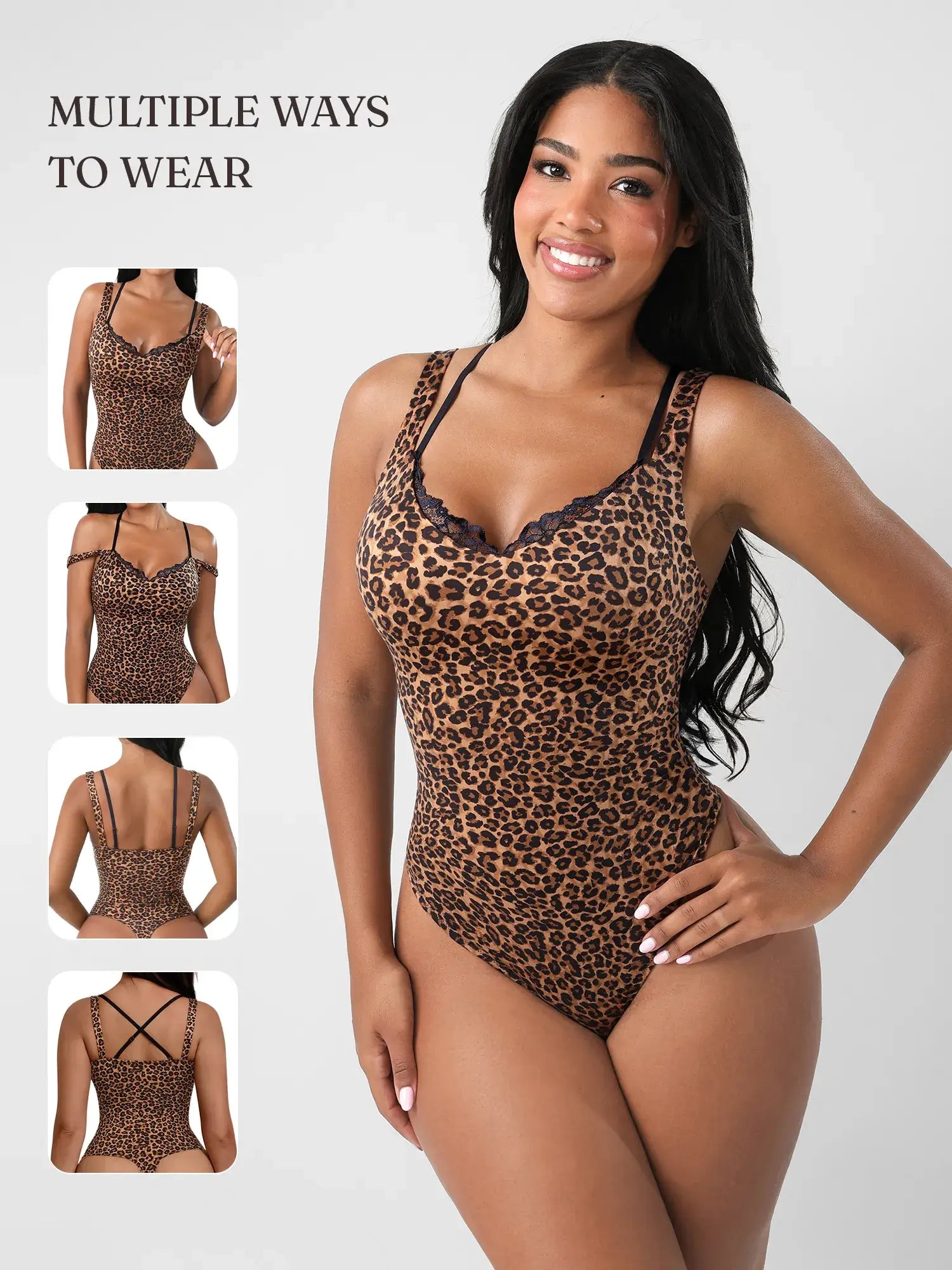 MyCurve Lace-Trimmed Deep V Bodysuit