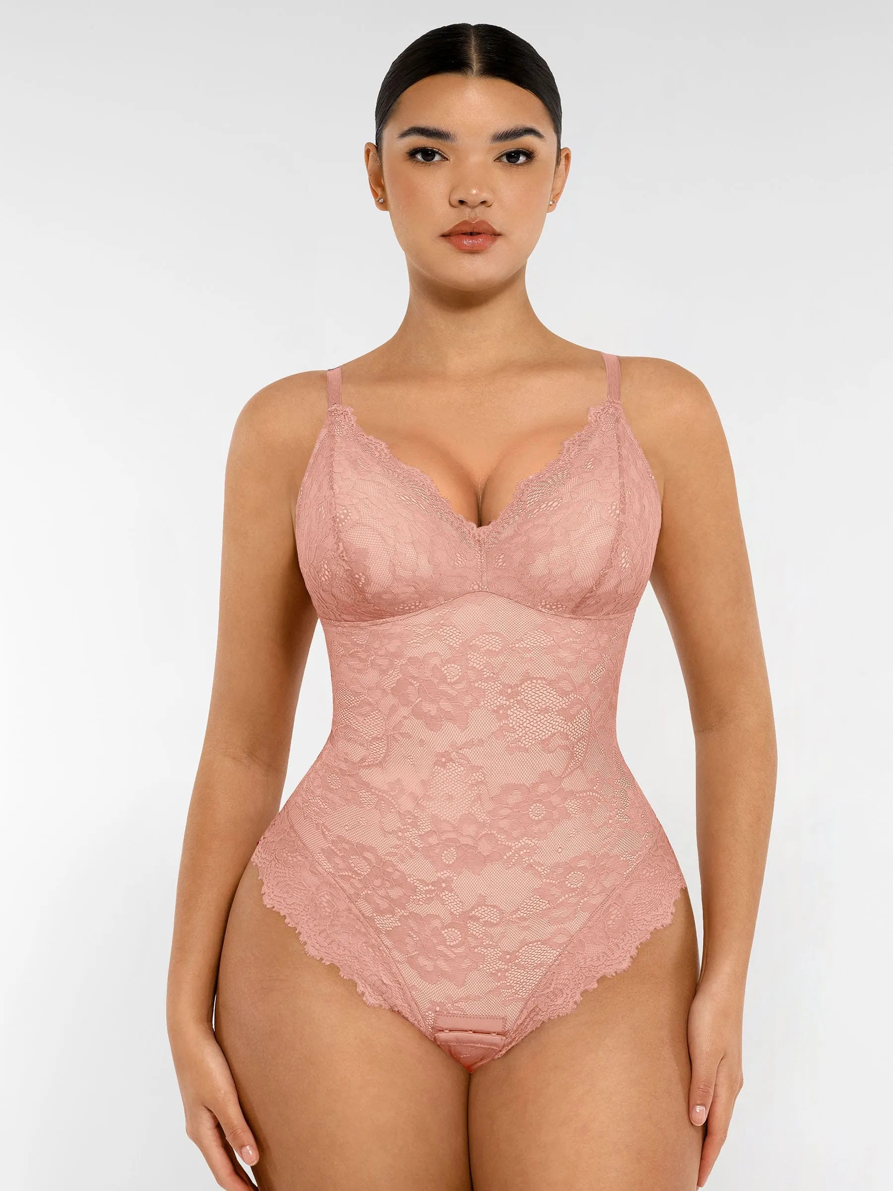 MyCurve Lace V Neck Full Bodysuit
