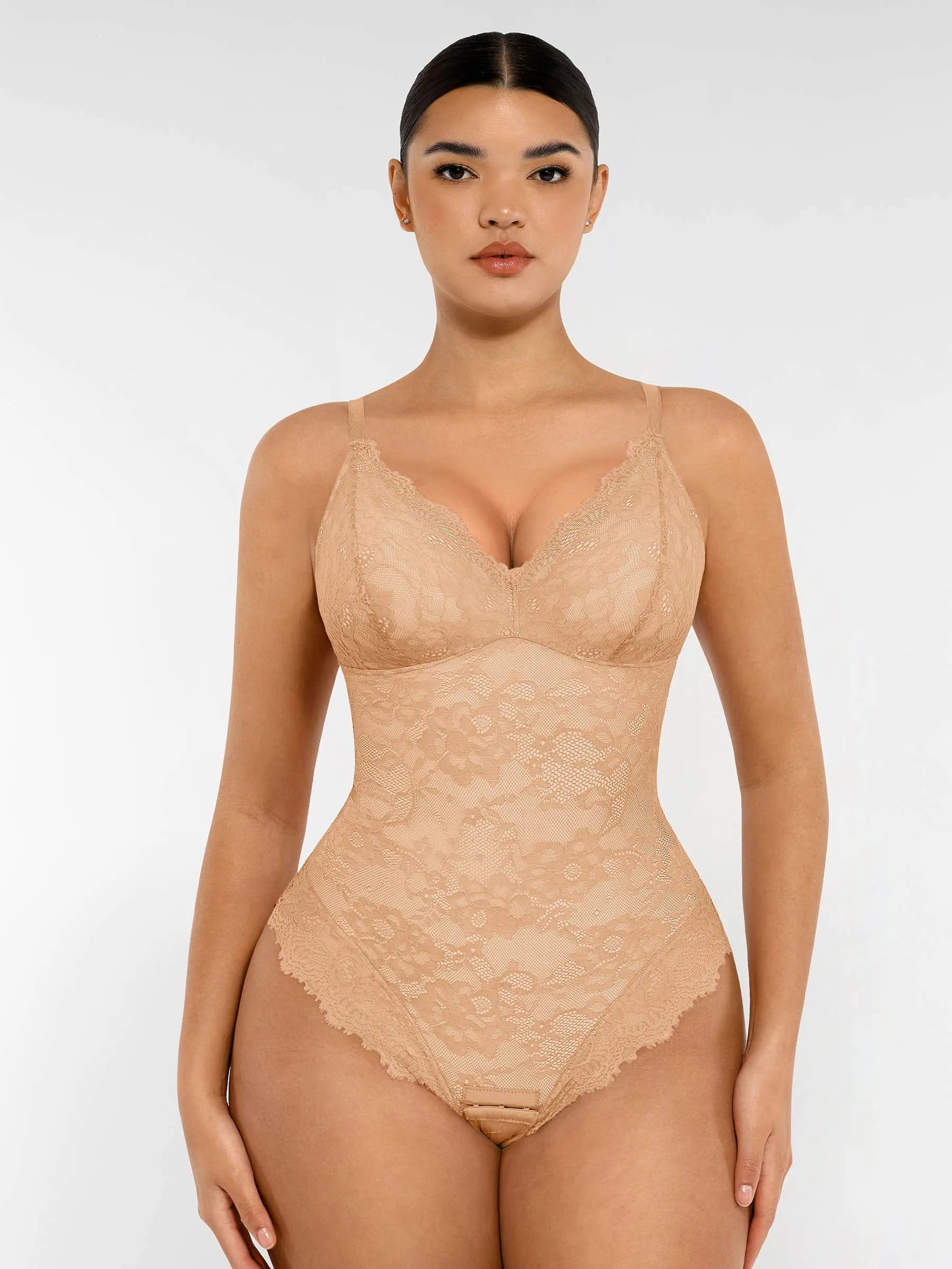 MyCurve Lace V Neck Full Bodysuit Underwear