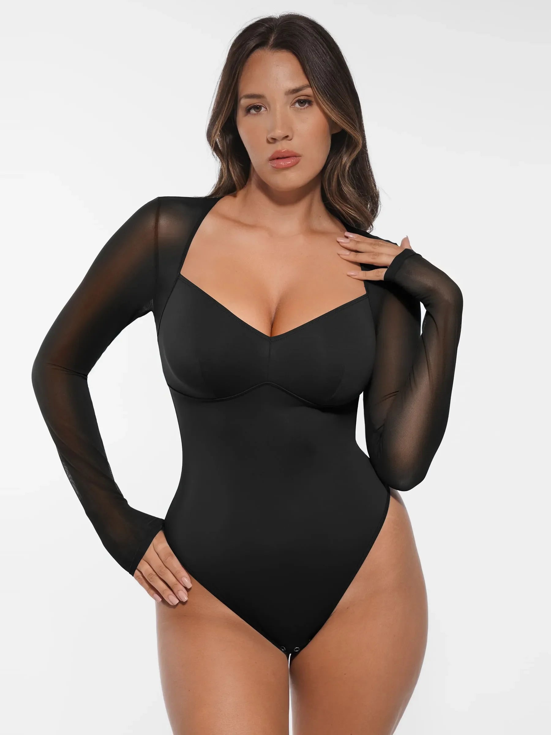 MyCurve Mesh Panel V-Neck Bodysuit