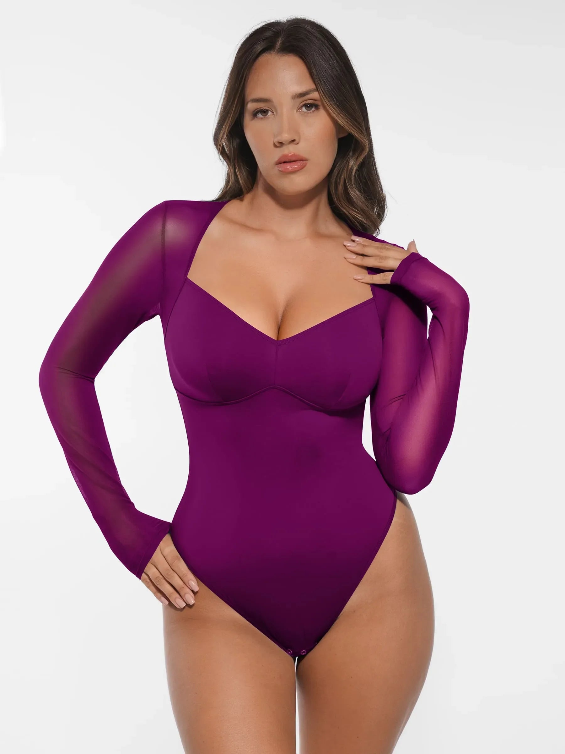 MyCurve Mesh Panel V-Neck Bodysuit
