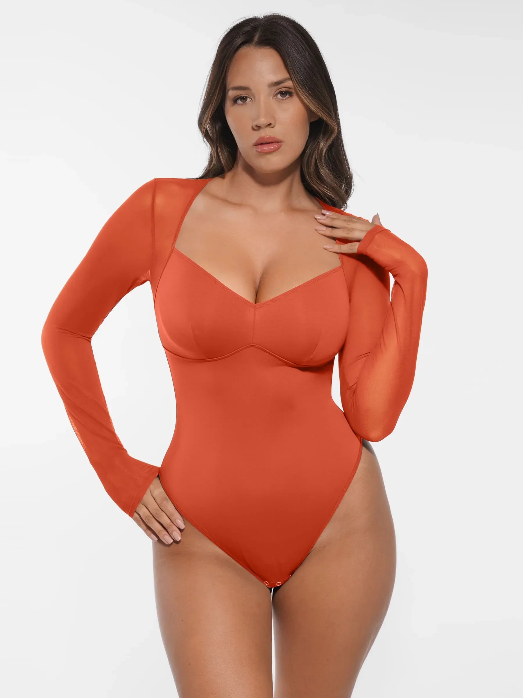 MyCurve Mesh Panel V-Neck Bodysuit