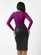 MyCurve Mesh Panel V-Neck Thong Bodysuit
