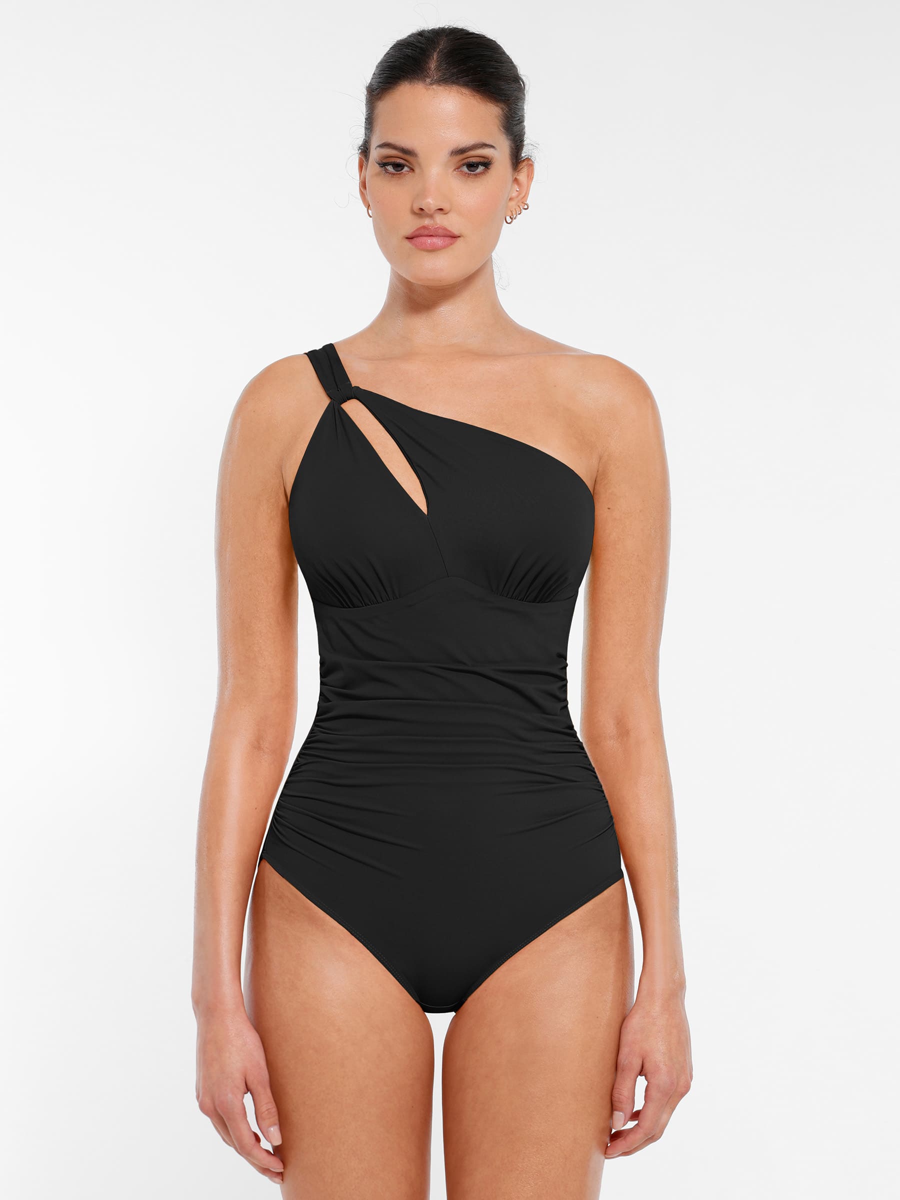 Maillot de bain gainant asymétrique une épaule MyCurve avec découpes