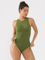 Body acanalado sin costuras MyCurve con cuello redondo y cremallera invisible