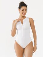 Body acanalado sin costuras MyCurve con cuello redondo y cremallera invisible