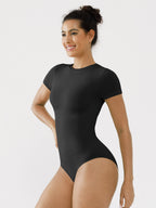 MyCurve Seamless Bodysuit Smooth Soft Fabric Crew Neck Short Sleeve