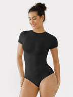 MyCurve Seamless Bodysuit Smooth Soft Fabric Crew Neck Short Sleeve