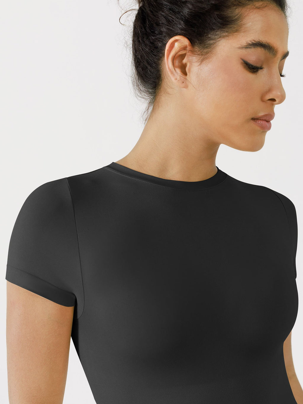 MyCurve Seamless Bodysuit Smooth Soft Fabric Crew Neck Short Sleeve