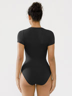 MyCurve Seamless Bodysuit Smooth Soft Fabric Crew Neck Short Sleeve