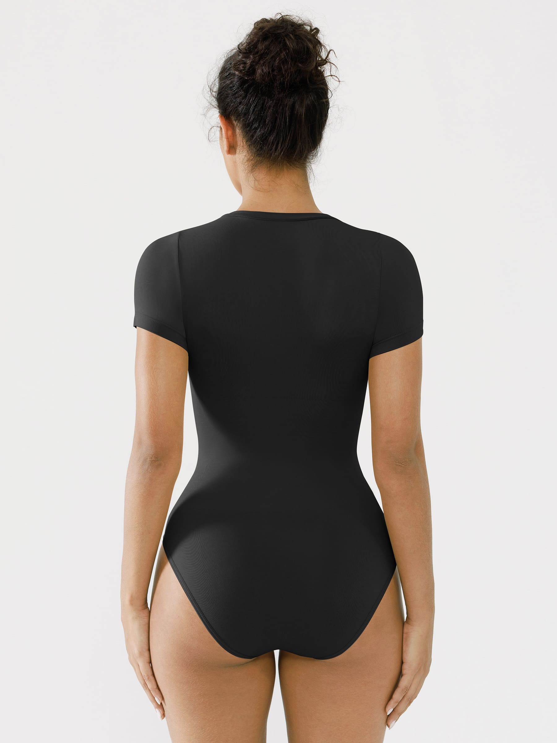 MyCurve Seamless Bodysuit Smooth Soft Fabric Crew Neck Short Sleeve