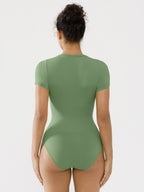 MyCurve Seamless Bodysuit Smooth Soft Fabric Crew Neck Short Sleeve