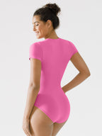 MyCurve Seamless Bodysuit Smooth Soft Fabric Crew Neck Short Sleeve