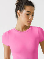 MyCurve Seamless Bodysuit Smooth Soft Fabric Crew Neck Short Sleeve