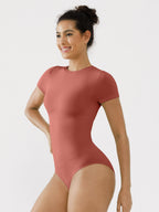 MyCurve Seamless Bodysuit Smooth Soft Fabric Crew Neck Short Sleeve