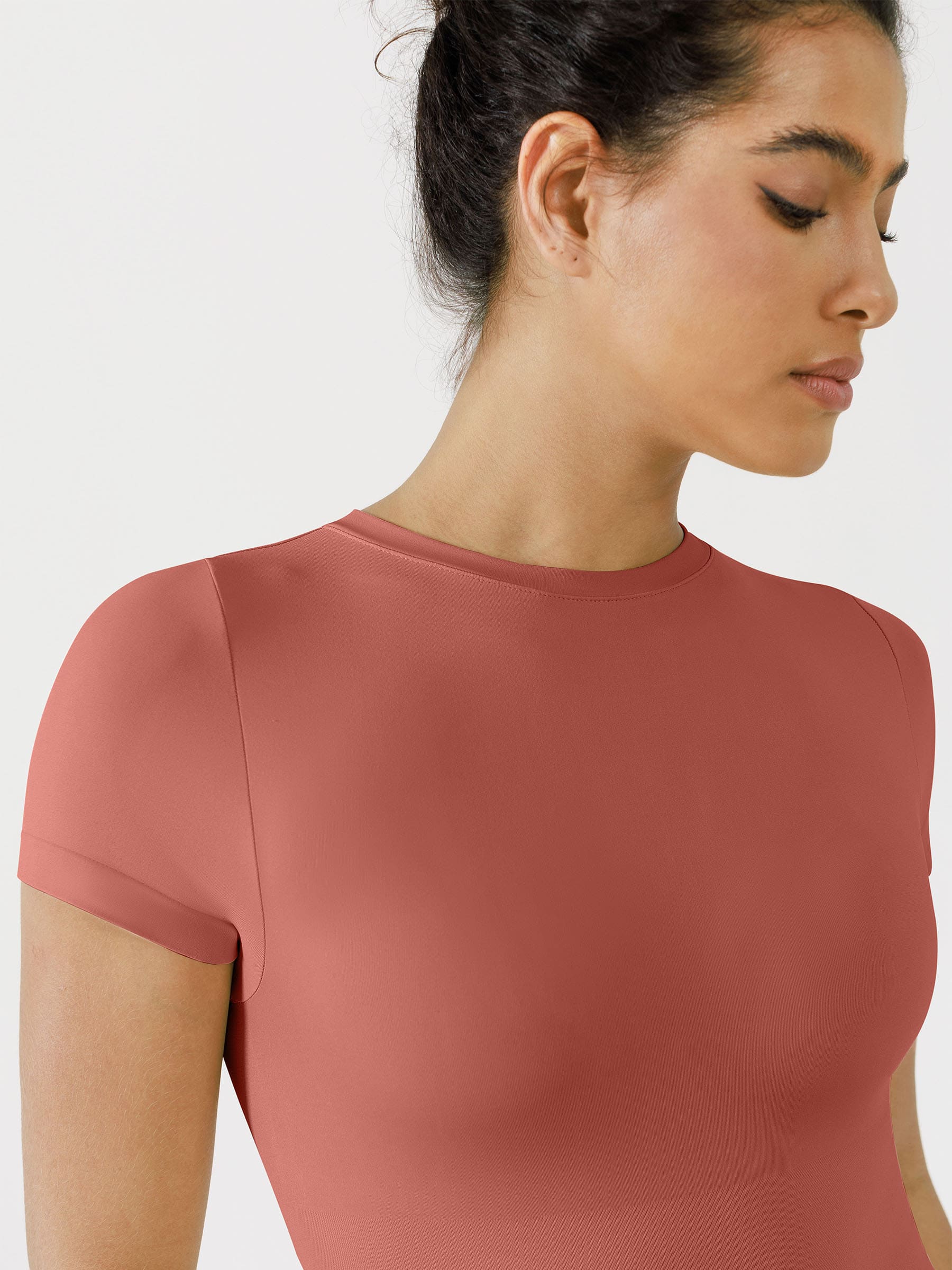 MyCurve Seamless Bodysuit Smooth Soft Fabric Crew Neck Short Sleeve