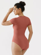 MyCurve Seamless Bodysuit Smooth Soft Fabric Crew Neck Short Sleeve