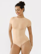 MyCurve Seamless Bodysuit Smooth Soft Fabric Crew Neck Short Sleeve