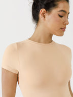 MyCurve Seamless Bodysuit Smooth Soft Fabric Crew Neck Short Sleeve