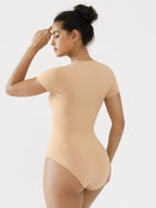 MyCurve Seamless Bodysuit Smooth Soft Fabric Crew Neck Short Sleeve
