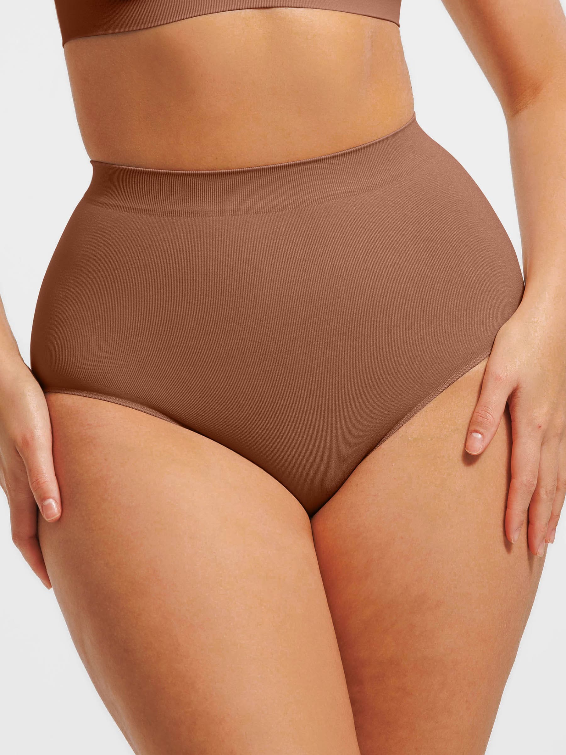 MyCurve Seamless High-Waist Tummy Control Antibacterial Peach Hip Brief