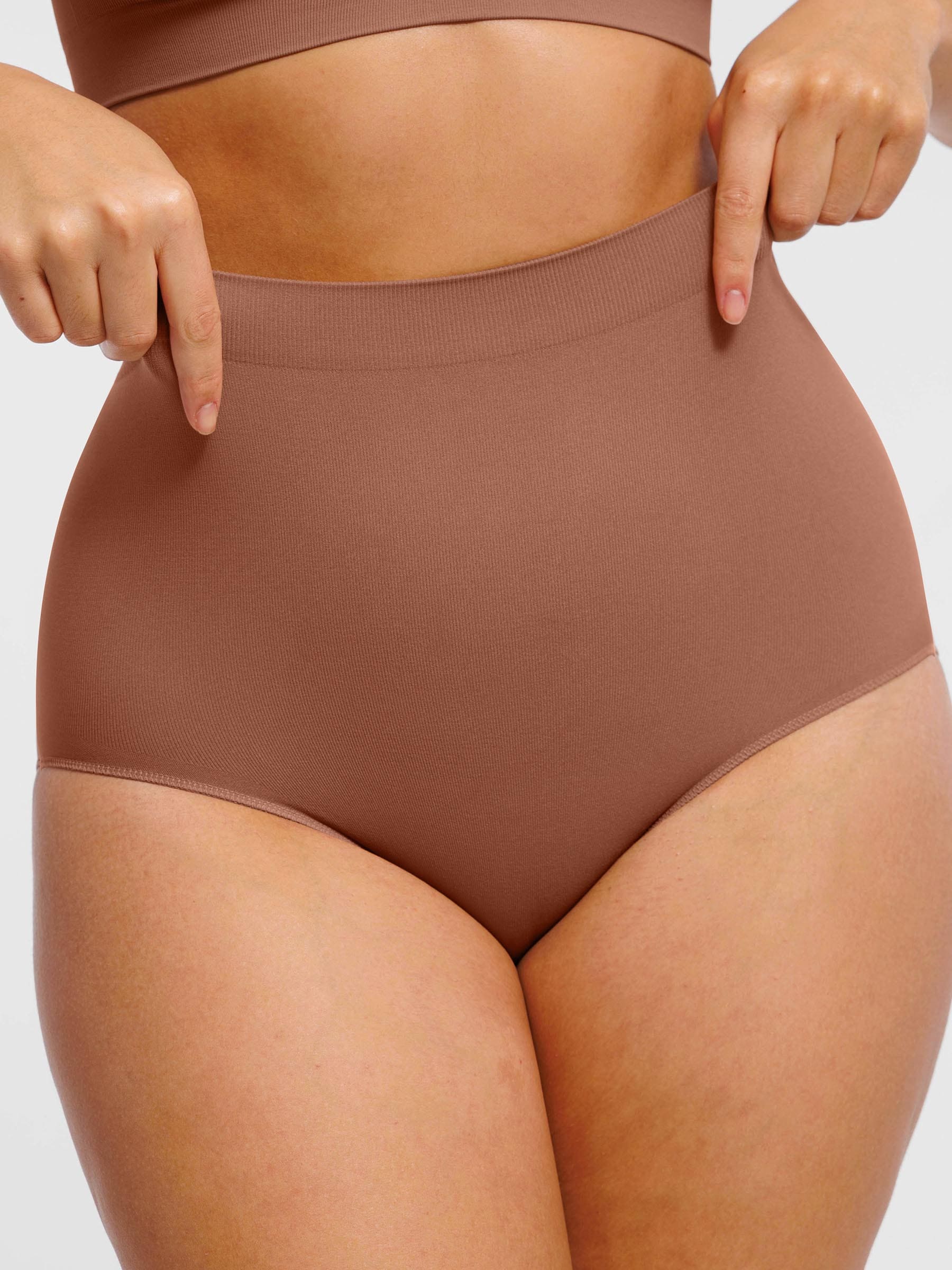 MyCurve Seamless High-Waist Tummy Control Antibacterial Peach Hip Brief