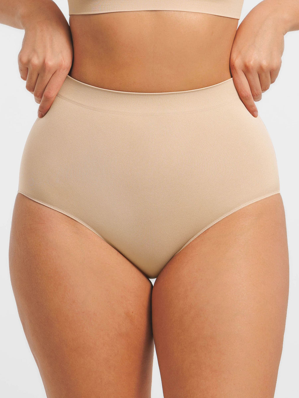 MyCurve Seamless High-Waist Tummy Control Antibacterial Peach Hip Brief