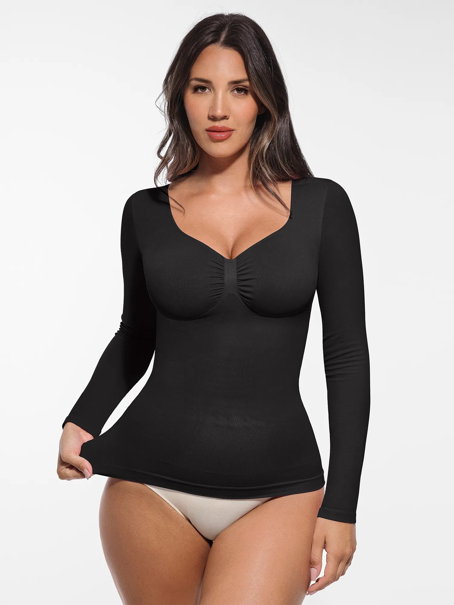 MyCurve Seamless Long Sleeve Tummy Control Thong Bodysuit