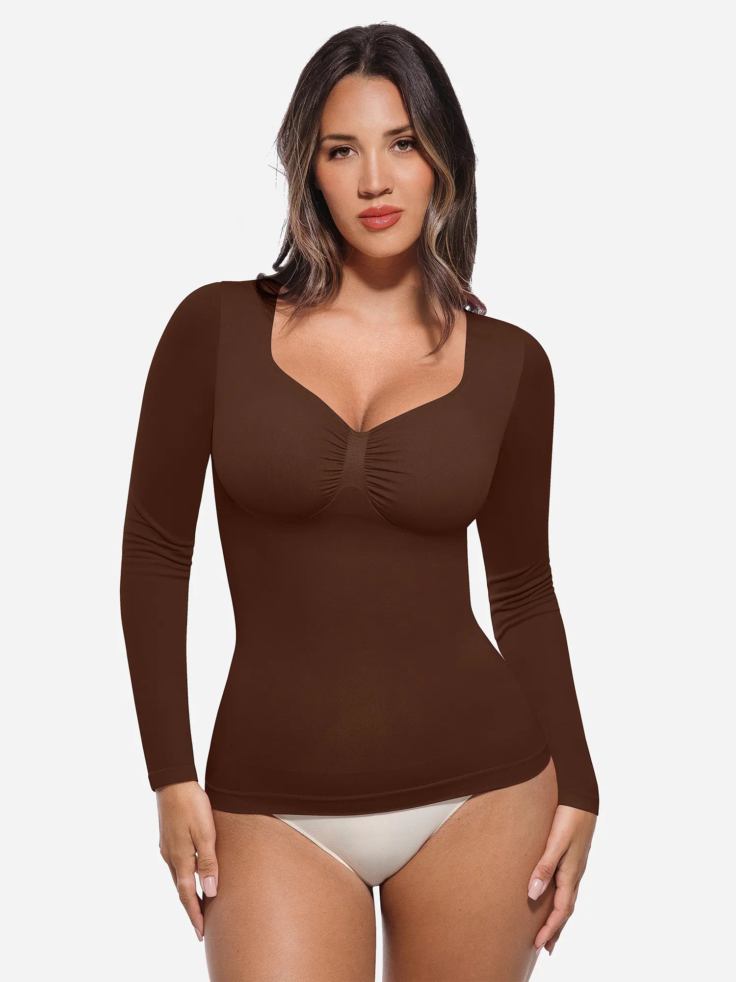 MyCurve Seamless Long Sleeve Tummy Control Thong Bodysuit