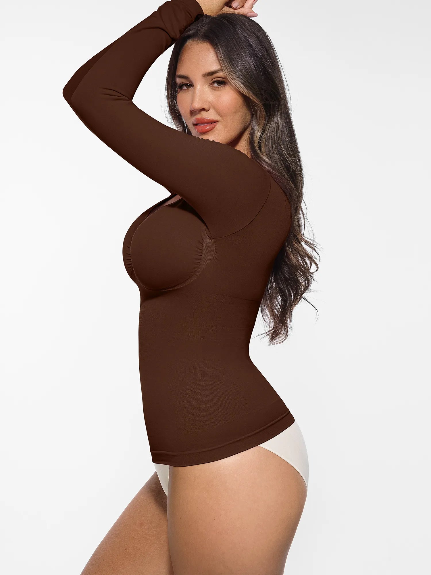 MyCurve Seamless Long Sleeve Tummy Control Thong Bodysuit