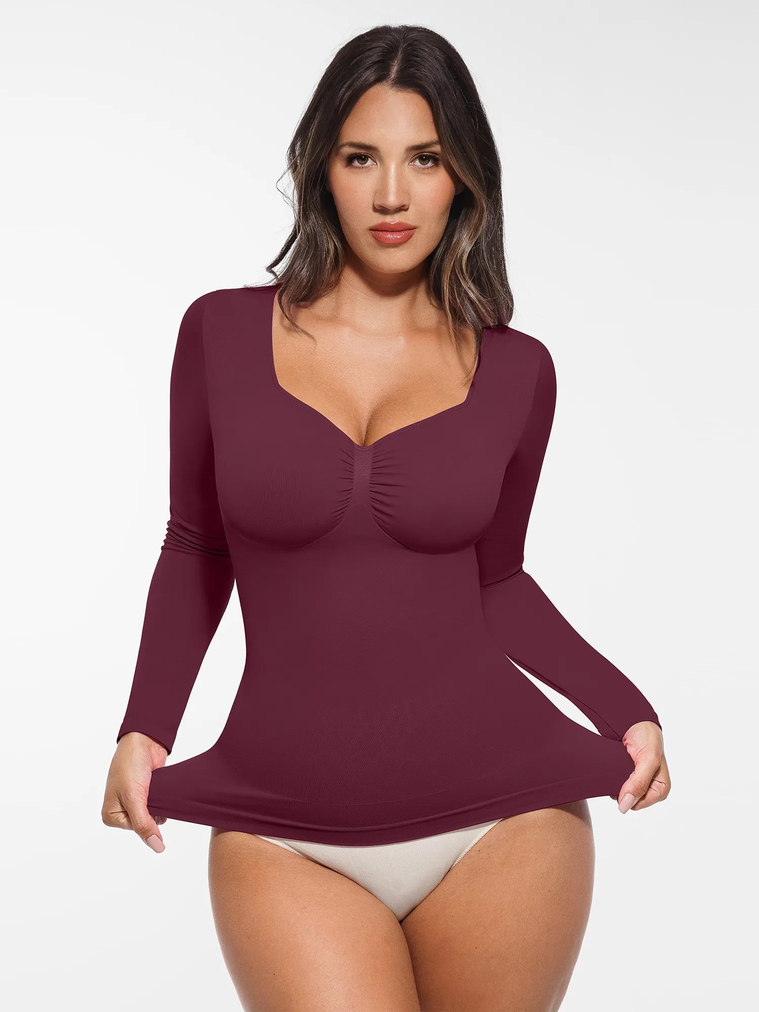 MyCurve Seamless Long Sleeve Tummy Control Thong Bodysuit