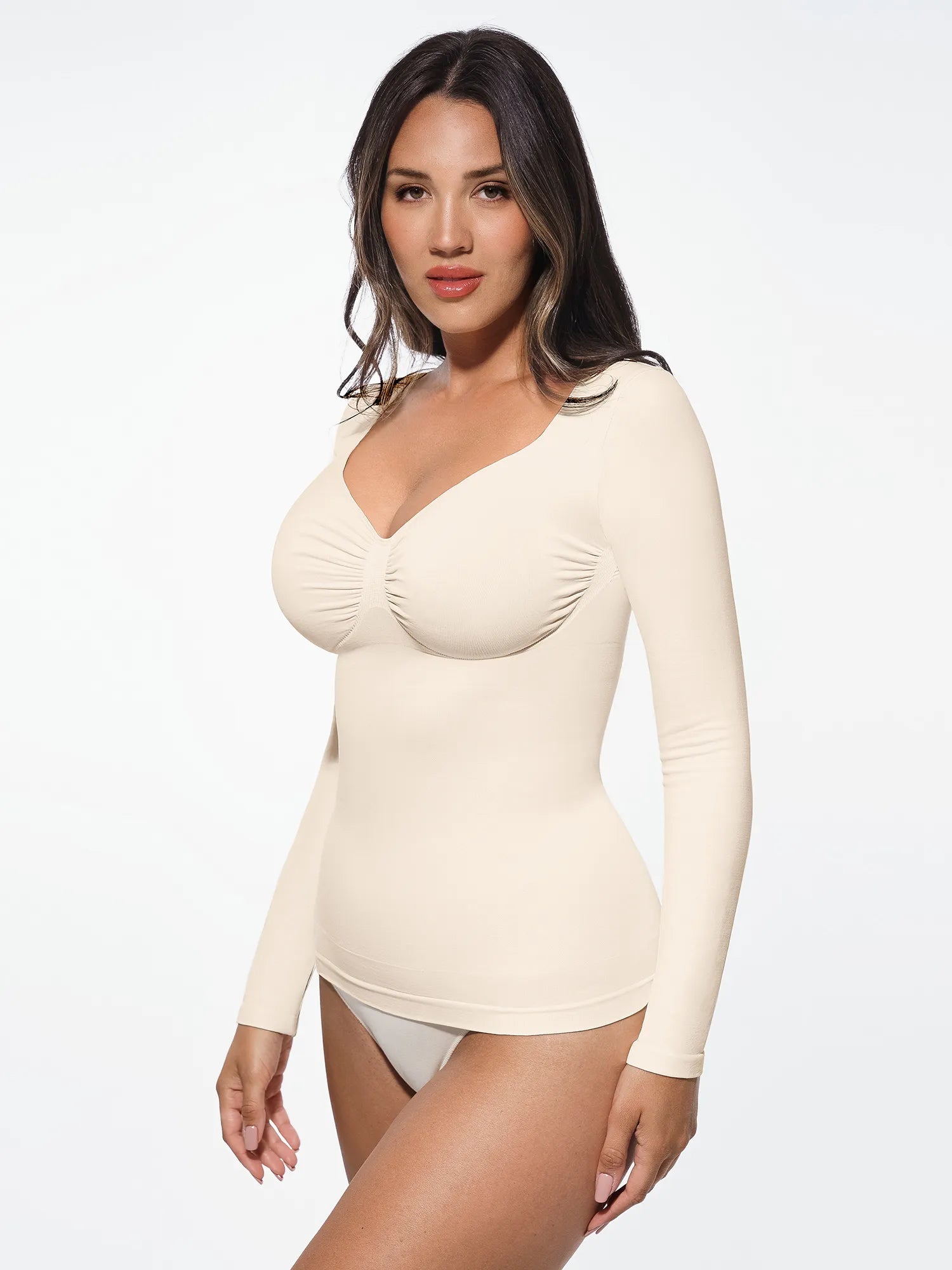 MyCurve Seamless Long Sleeve Tummy Control Thong Bodysuit