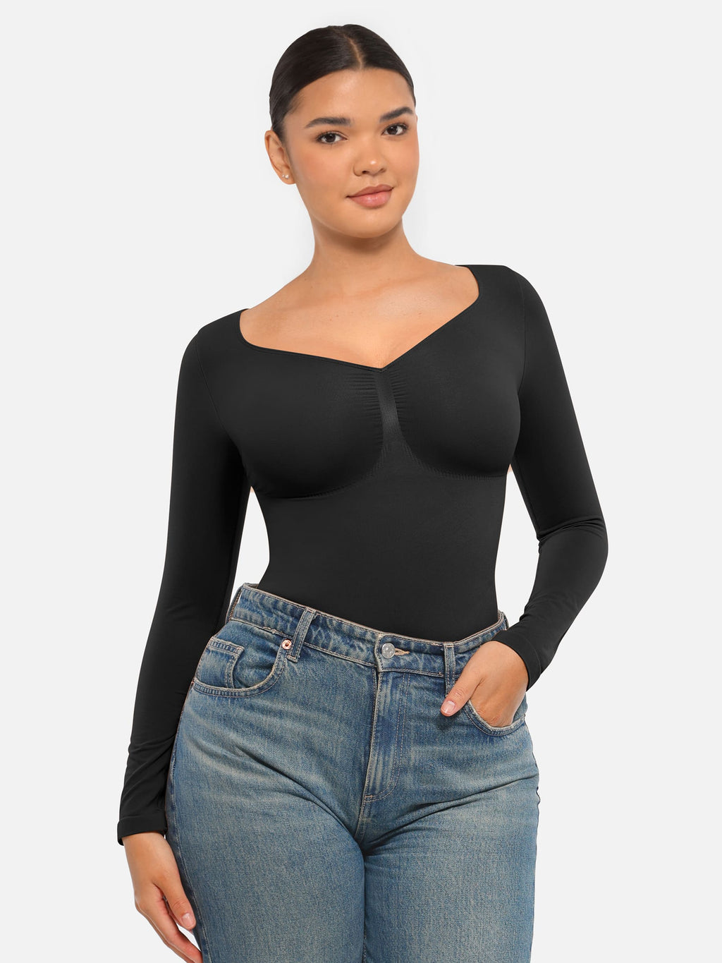 MyCurve Seamless Long Sleeve Tummy Control Thong Bodysuit