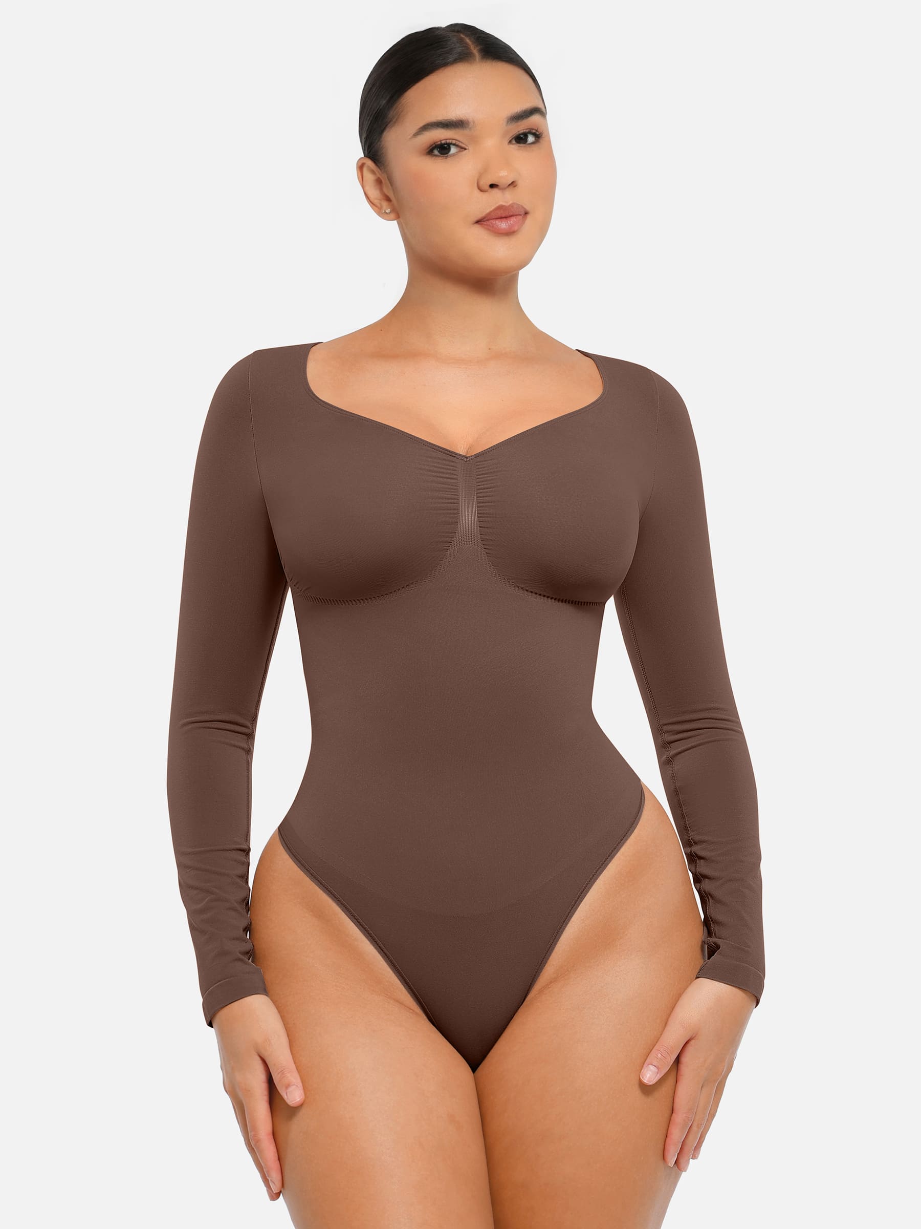 MyCurve Seamless Long Sleeve Tummy Control Thong Bodysuit