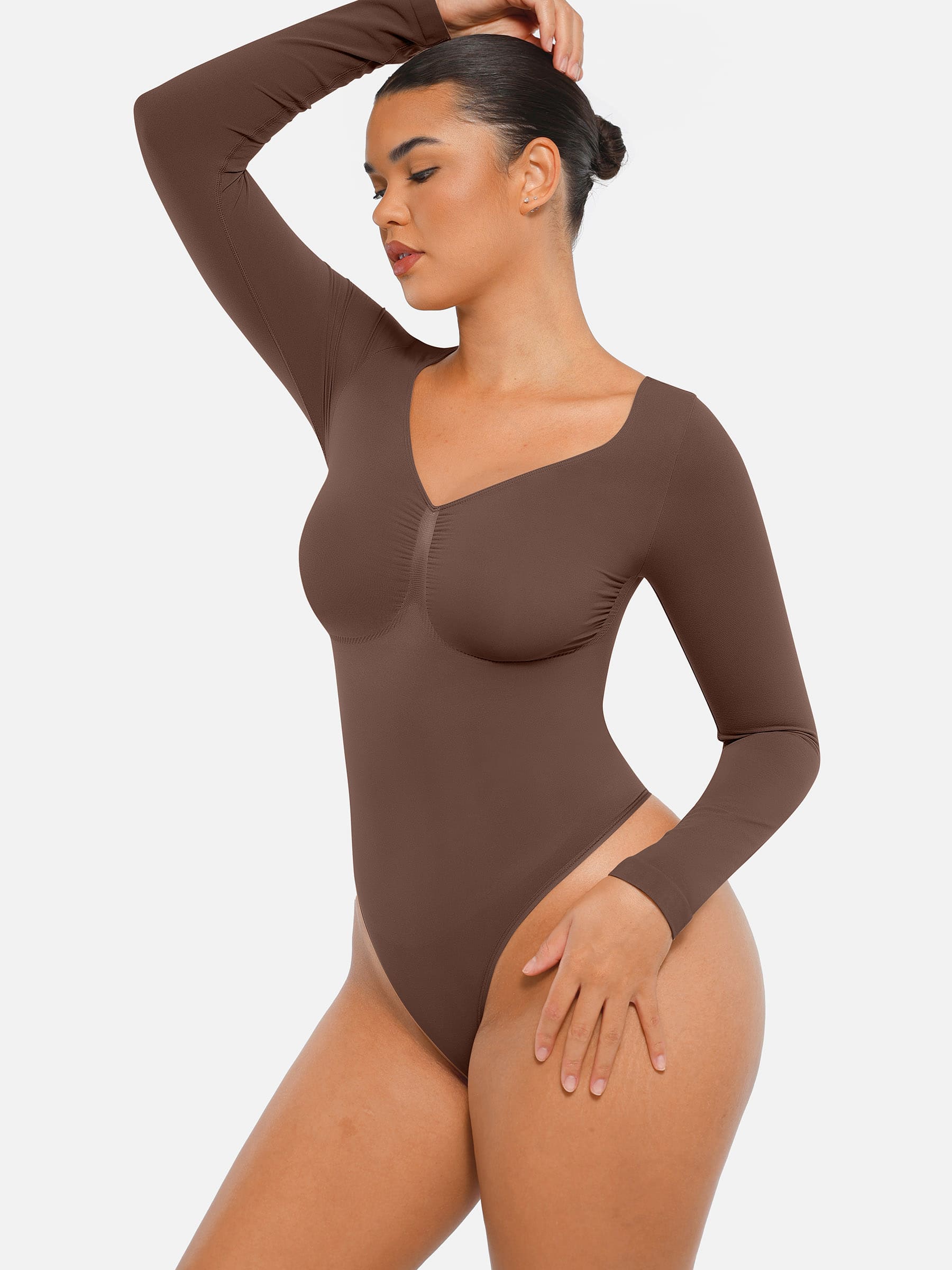 MyCurve Seamless Long Sleeve Tummy Control Thong Bodysuit