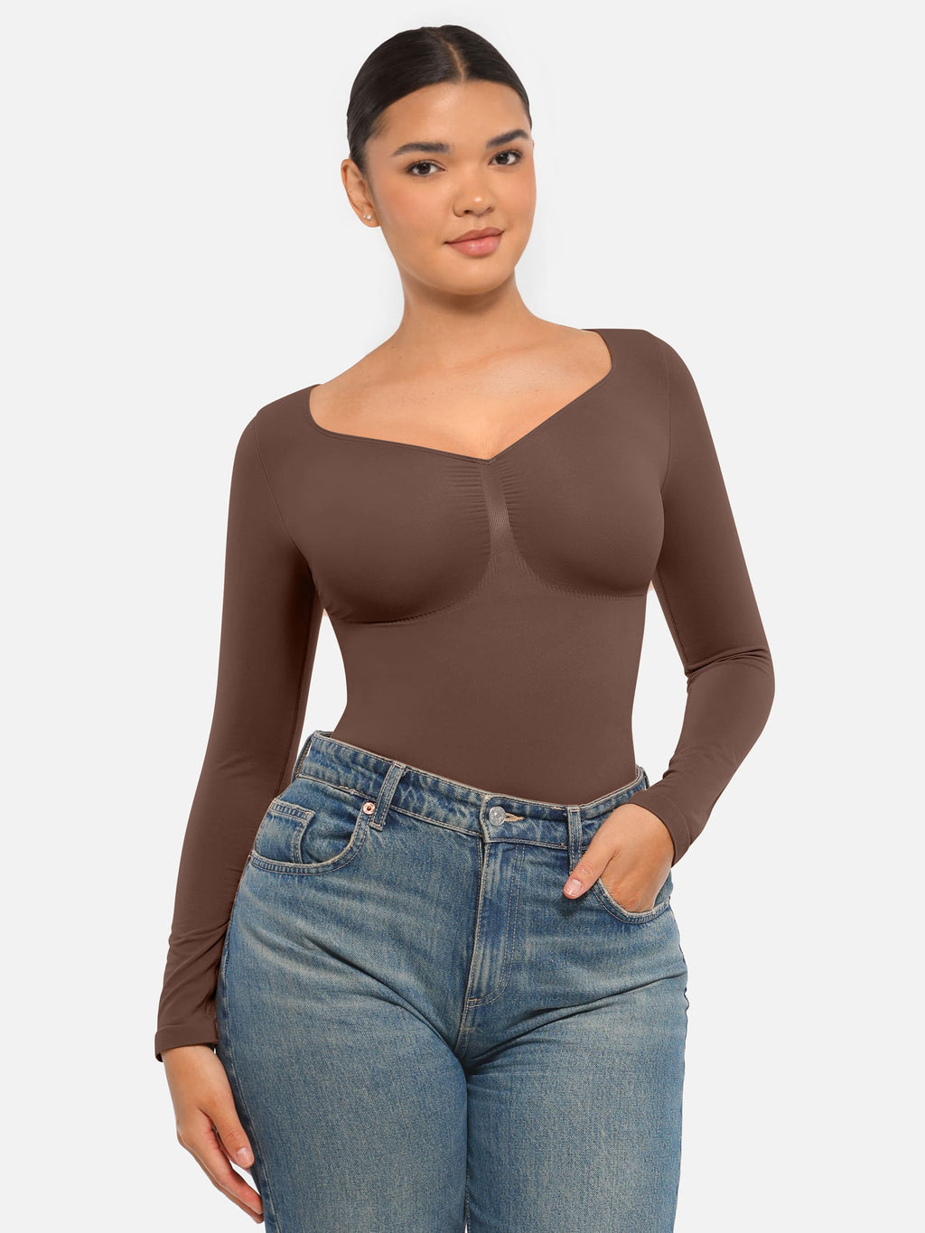 MyCurve Seamless Long Sleeve Tummy Control Thong Bodysuit