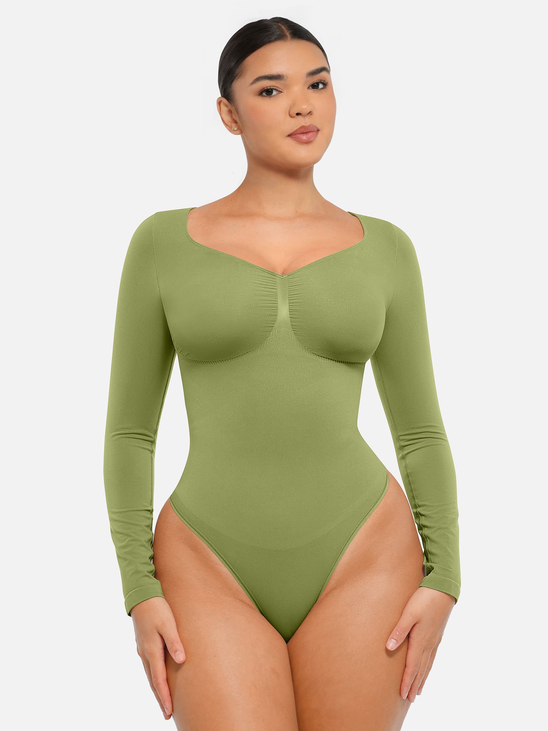 MyCurve Seamless Long Sleeve Tummy Control Thong Bodysuit