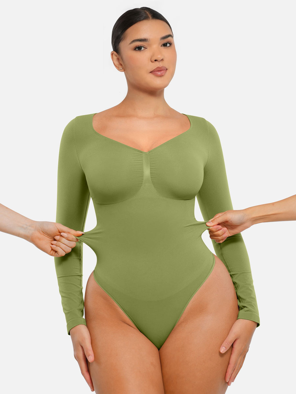 MyCurve Seamless Long Sleeve Tummy Control Thong Bodysuit