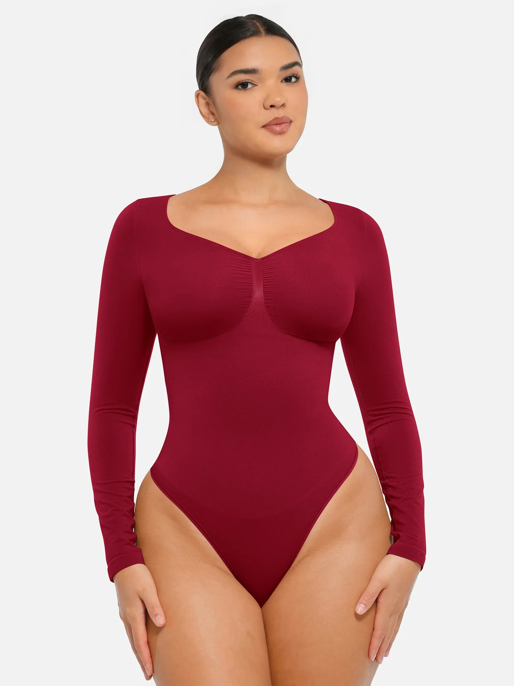 MyCurve Seamless Long Sleeve Tummy Control Thong Bodysuit