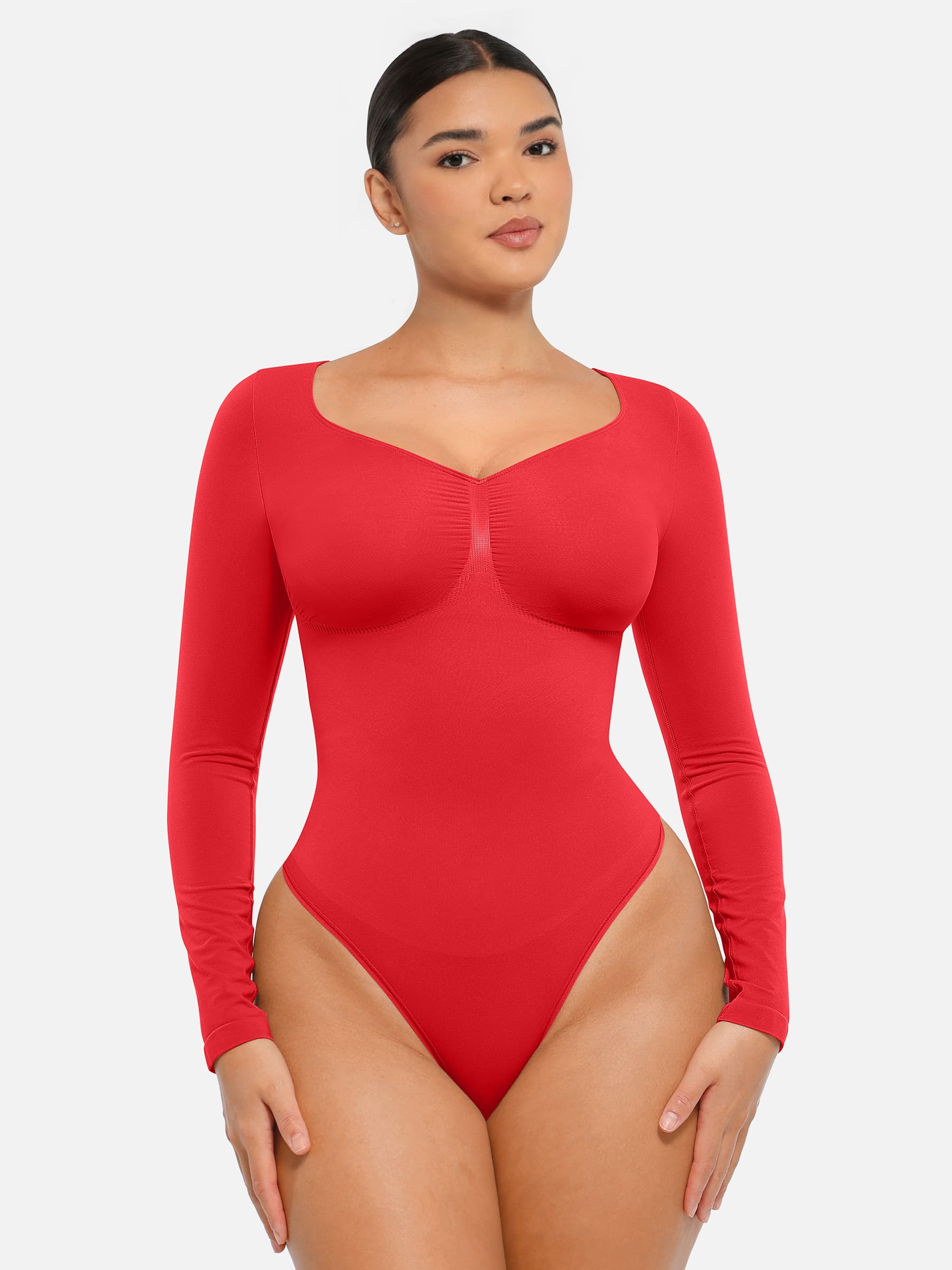 MyCurve Seamless Long Sleeve Tummy Control Thong Bodysuit