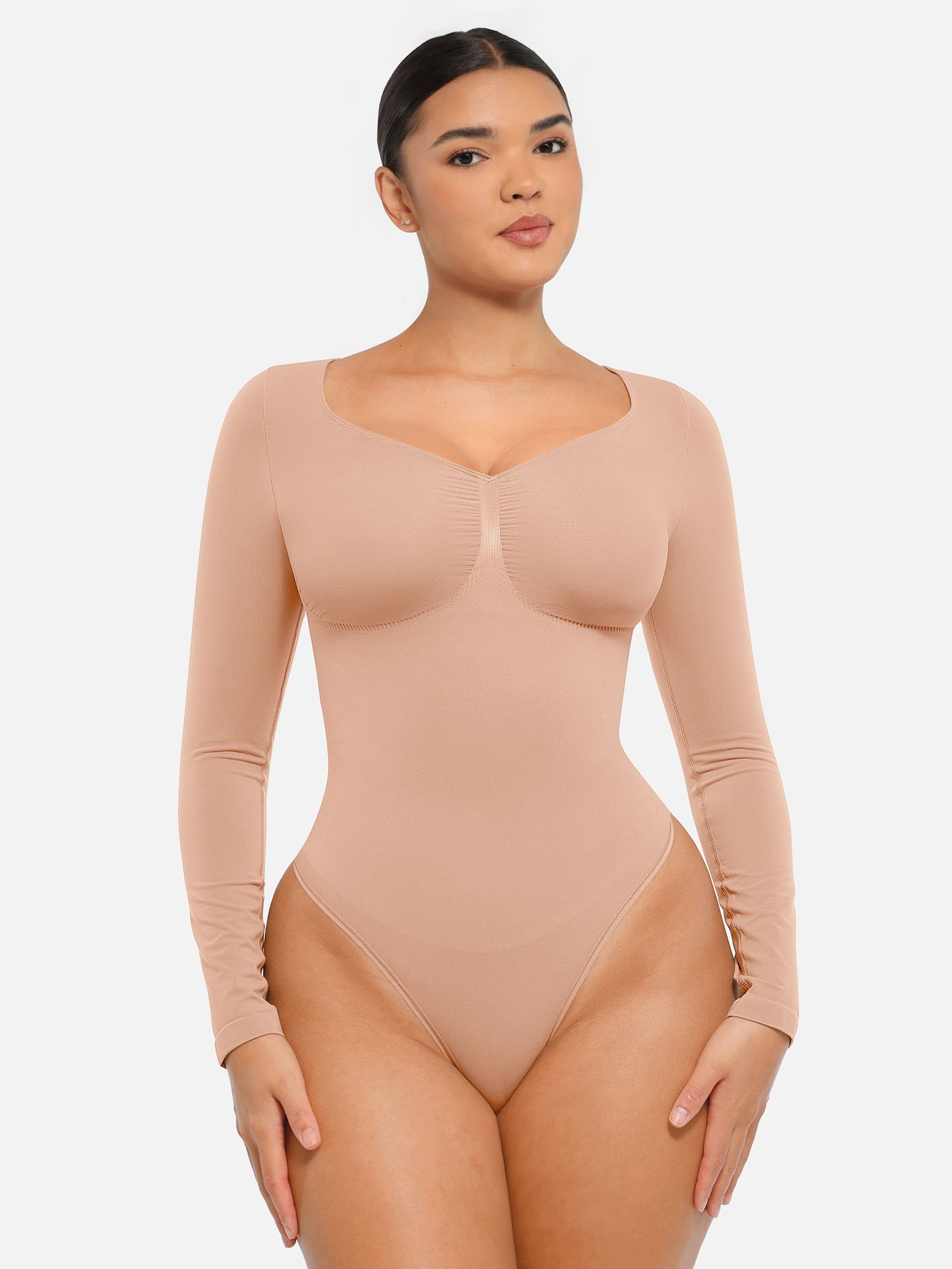 MyCurve Seamless Long Sleeve Tummy Control Thong Bodysuit
